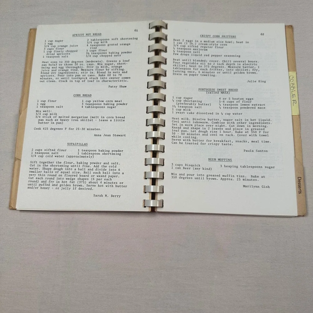 Vintage Spiral Bound Kitchen Cookbook Dartmouth Elementary School, Richardson TX